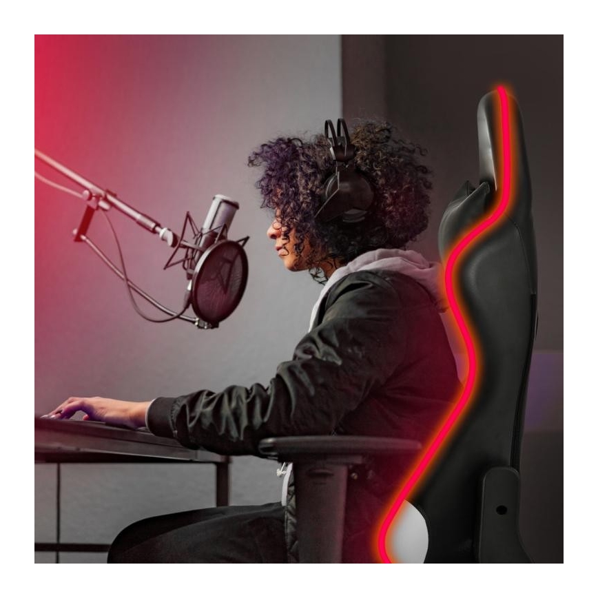 VARR Flash gaming Stoel met LED RGB achtergrondverlichting + afstandsbediening zwart wit