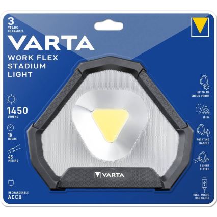 Varta 18647101401 - LED Draagbare zaklamp WORK FLEX LED/12W/5V 5200mAh IP54