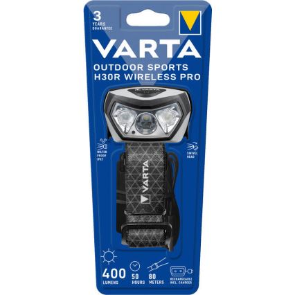 Varta 18650101401 - Lampe frontale à intensité variable rechargeable avec charge sans fil OUTDOOR SPORTS LED/5V 1800 mAh IPX7