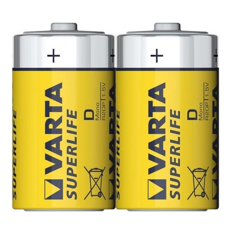 Varta 2020 - 2 pc Pile zinc-carbone SUPERLIFE D 1,5V