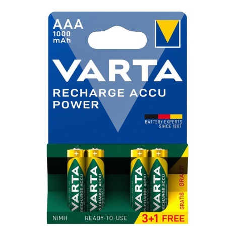 Varta 5703301494 - Piles rechargeables  3+1 pcs ACCU AAA Ni-MH/1000mAh/1,2V