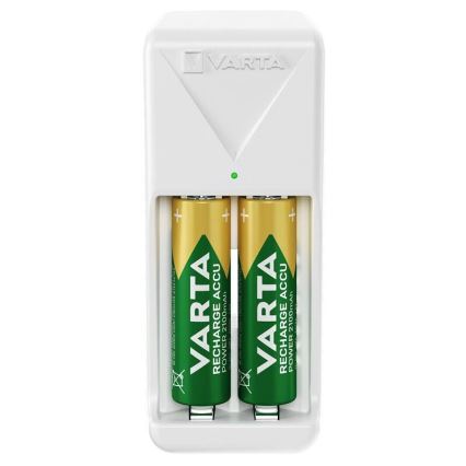Varta 57656101451 - Chargeur de piles pour 2x AA/AAA, jusqu'à 2100 mAh, 230 V