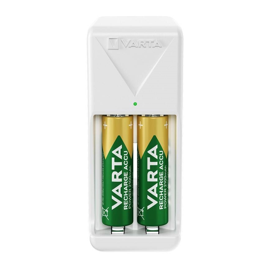 Varta 57656101451 - Chargeur de piles pour 2x AA/AAA, jusqu'à 2100 mAh, 230 V