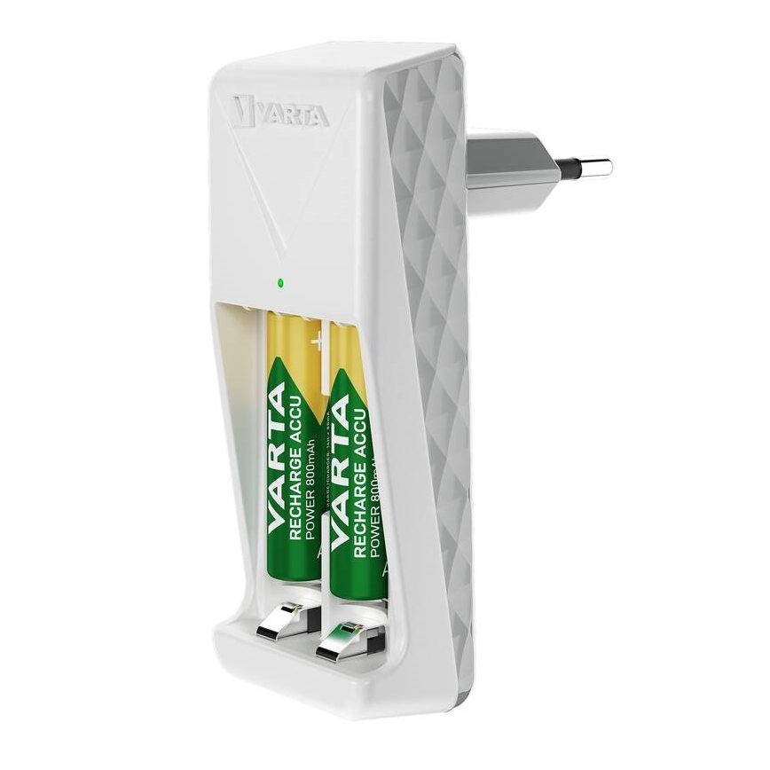 Varta 57656101451 - Chargeur de piles pour 2x AA/AAA, jusqu'à 2100 mAh, 230 V