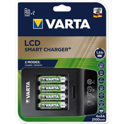 VARTA 57684 - Chargeur intelligent LCD 4xAA/AAA charge 1,5h