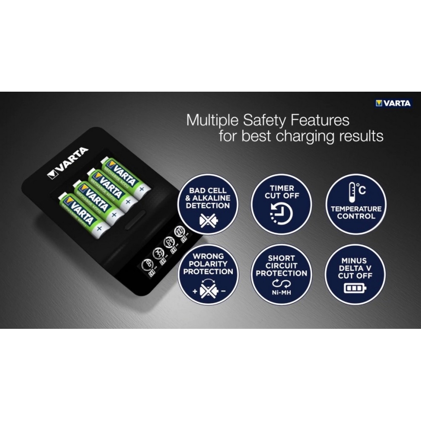 VARTA 57684 - Chargeur intelligent LCD 4xAA/AAA charge 1,5h