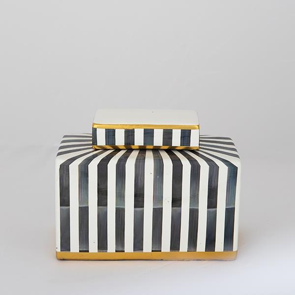 Vase en céramique 20,5x16x9 cm bleu/blanc/noir