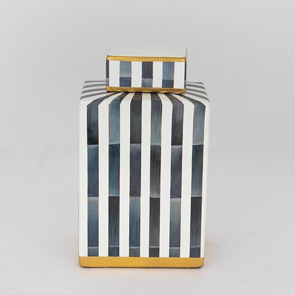 Vase en céramique 22x18x8 cm bleu/blanc