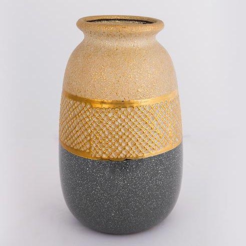Vase en céramique 25,5x15,5 cm doré/gris