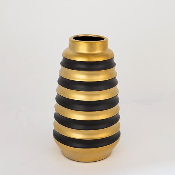 Vase en céramique 25x14 cm doré/noir