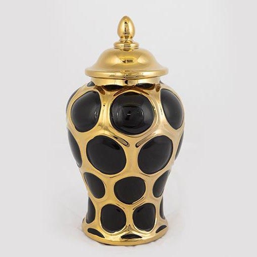 Vase en céramique 27,6x15 cm doré/noir