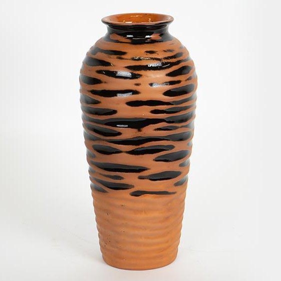 Vase en céramique 28,8x13,5 cm brique/noir