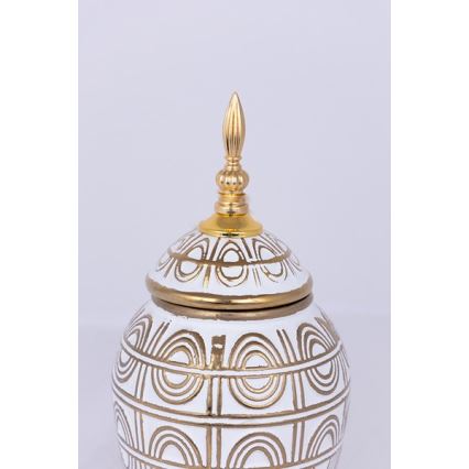 Vase en céramique 28x15 cm doré/blanc