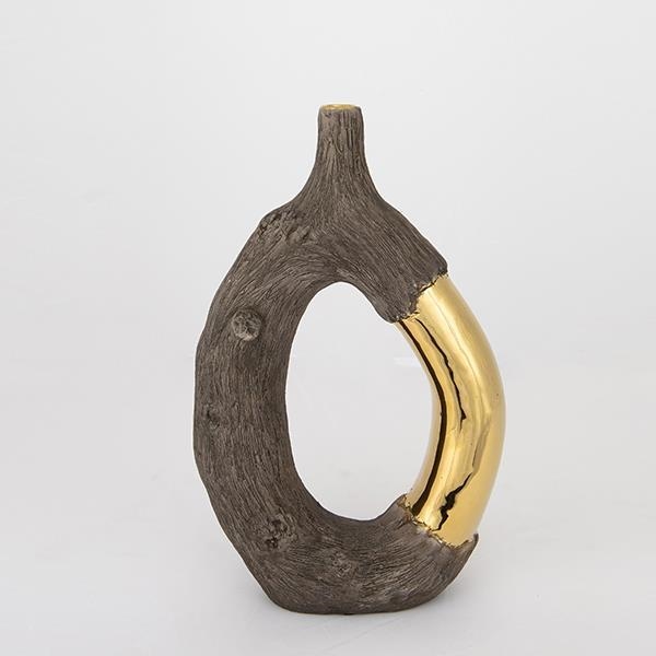 Vase en céramique 31,5x20x8 cm marron/doré