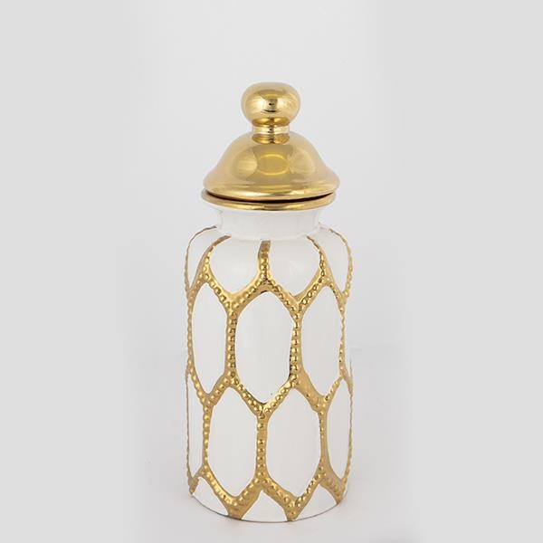 Vase en céramique 31x12,5 cm doré/blanc
