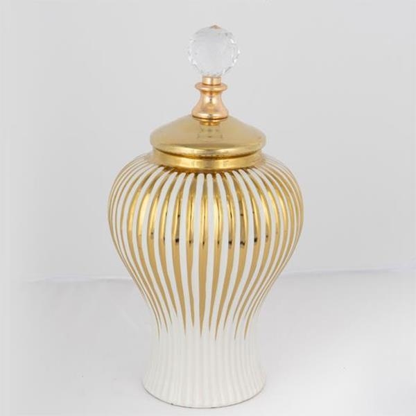 Vase en céramique 35x17,5 cm doré/blanc