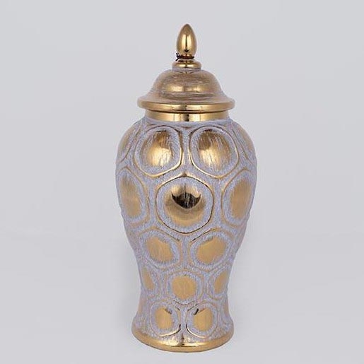 Vase en céramique 35x18,5 cm doré/gris