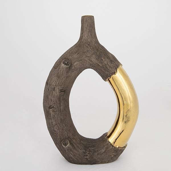 Vase en céramique 38,5x26,5x9,5 cm marron/doré
