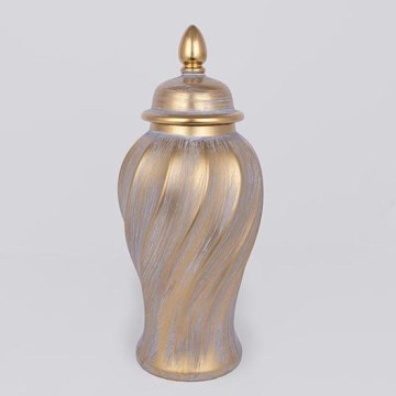 Vase en céramique 40,8x17,5 cm doré/gris
