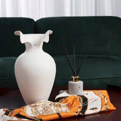 Vase en céramique 41,5x23 cm blanc