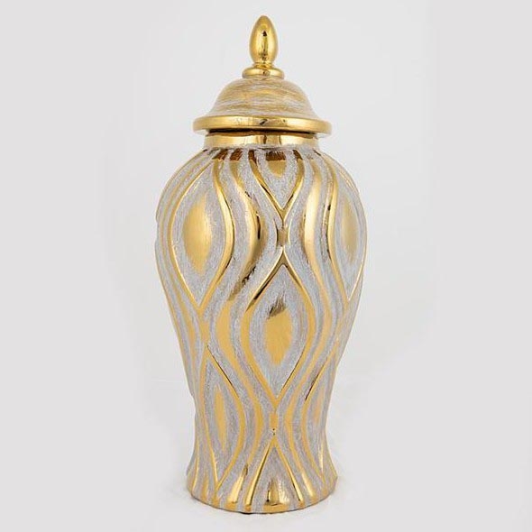 Vase en céramique 42,6x18,8 cm doré/argent