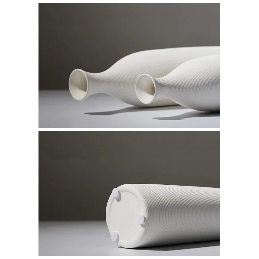 Vase en céramique blanc, hauteur 33 cm