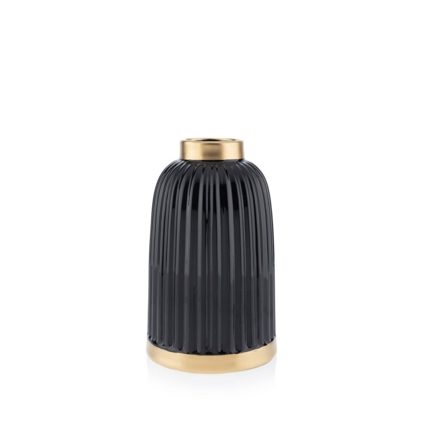 Vase en céramique ROSIE 20,5x12 cm noir/doré