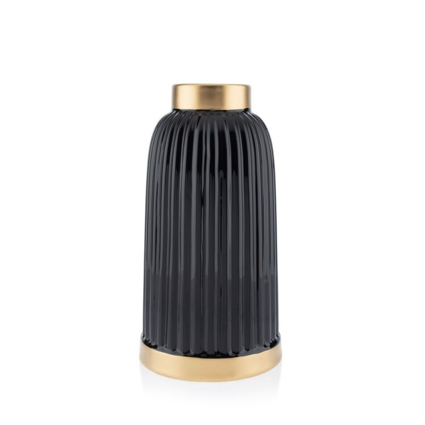 Vase en céramique ROSIE 25x13 cm noir/doré