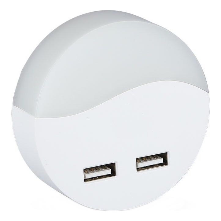 Veilleuse à brancher avec détecteur de crépuscule 2xUSB LED/0,45W/230V 3000K