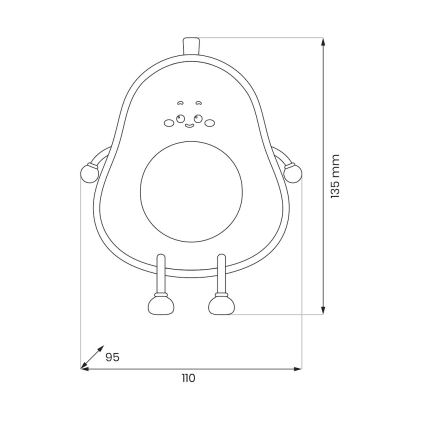 Veilleuse tactile rechargeable à intensité réglable pour enfants AVOCADO LED/1W/5V 1200 mAh