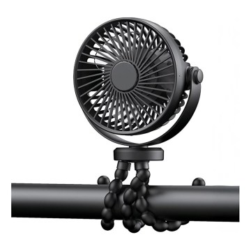 Ventilateur de bureau rechargeable 3 W/5 V 1200 mAh noir