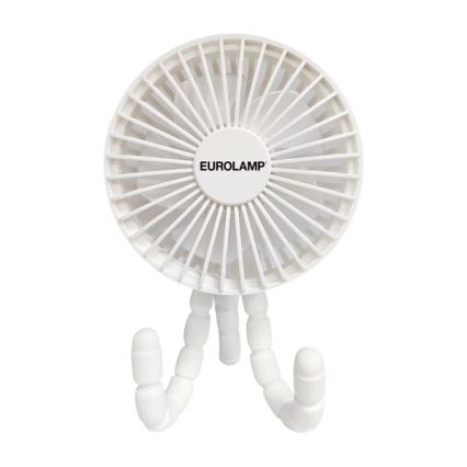 Ventilateur de bureau rechargeable 3 W/5 V, 1800 mAh, blanc