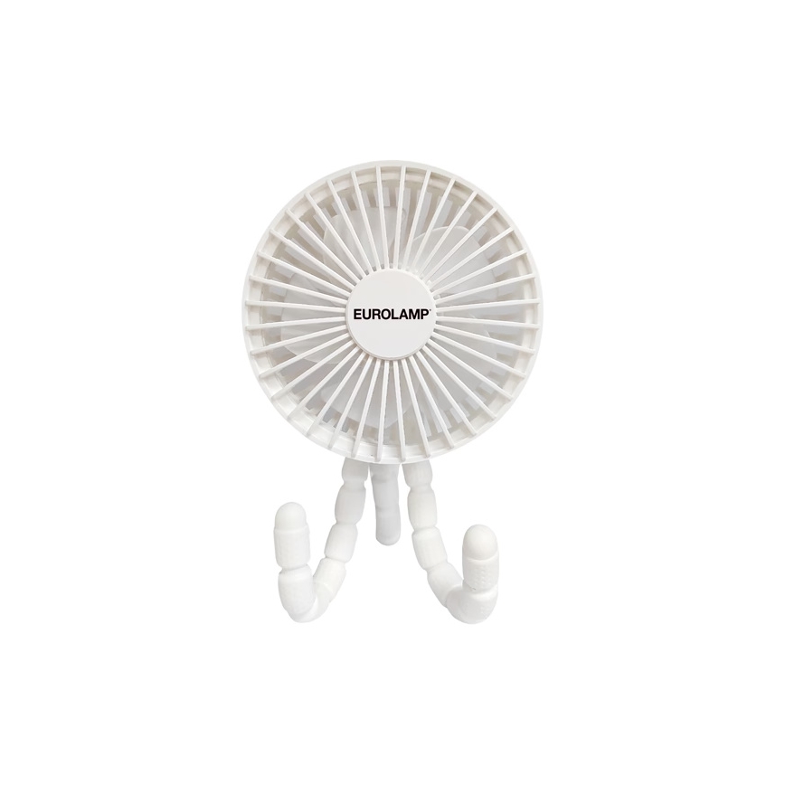 Ventilateur de bureau rechargeable 3 W/5 V, 1800 mAh, blanc