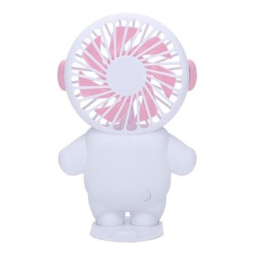 Ventilateur de poche rechargeable 4,5 W / 5 V, 500 mAh — blanc/rose