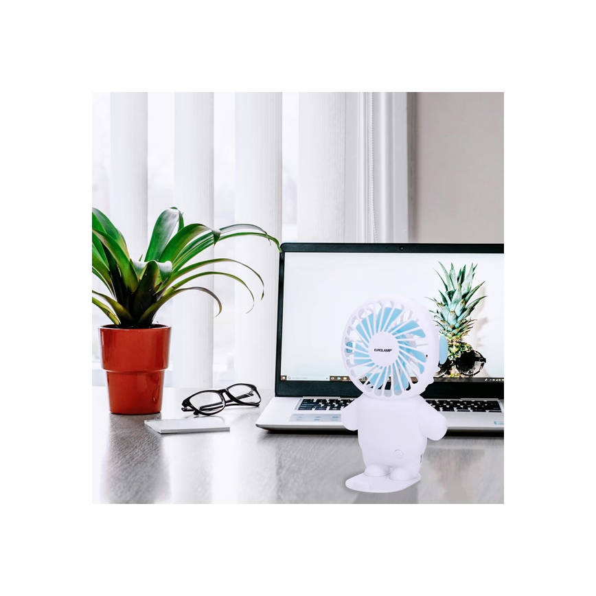 Ventilateur de poche rechargeable 4,5W/5V 500 mAh blanc/bleu
