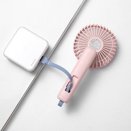 Ventilateur de poche rechargeable 5 W/5 V 1200 mAh rose