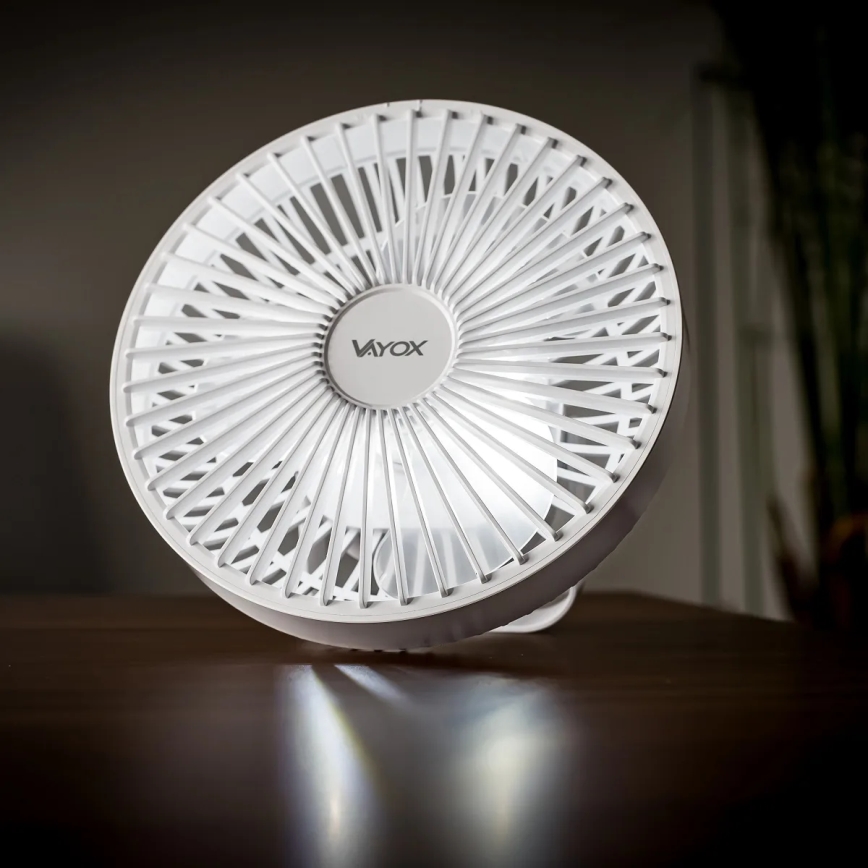 Ventilateur de table rechargeable avec éclairage LED/2W/5V USB 2400 mAh blanc