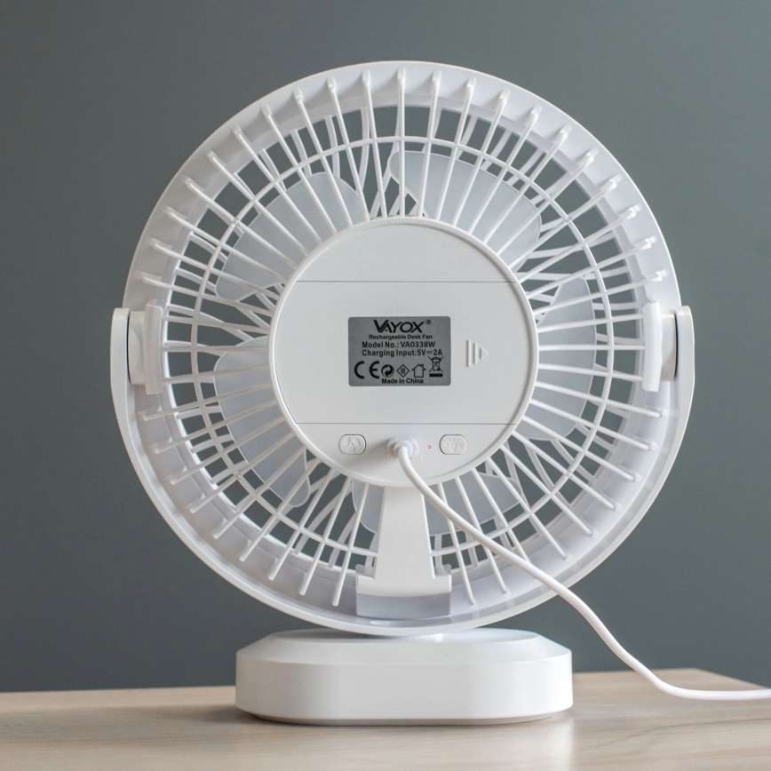 Ventilateur de table rechargeable avec éclairage LED/3W/5V USB 2400 mAh gris
