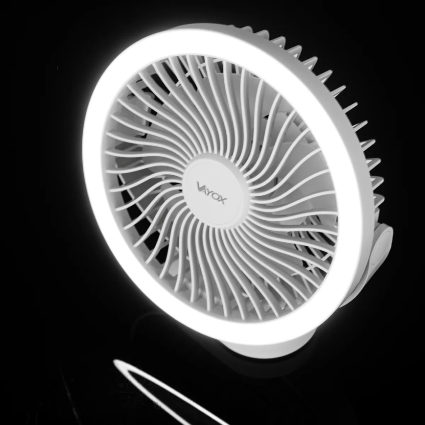 Ventilateur de table rechargeable avec éclairage LED/3W/5V USB 2400 mAh gris
