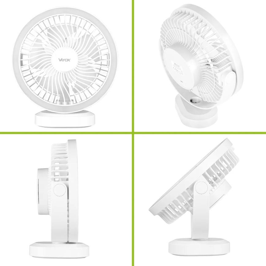 Ventilateur de table rechargeable avec éclairage LED/3W/5V USB 2400 mAh gris