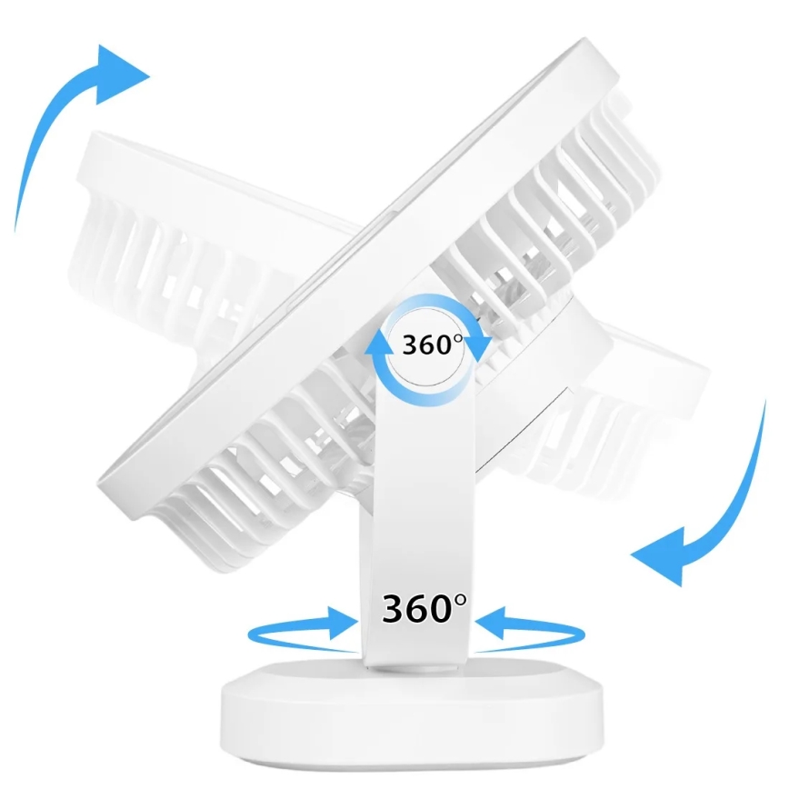 Ventilateur de table rechargeable avec éclairage LED/3W/5V USB 2400 mAh gris
