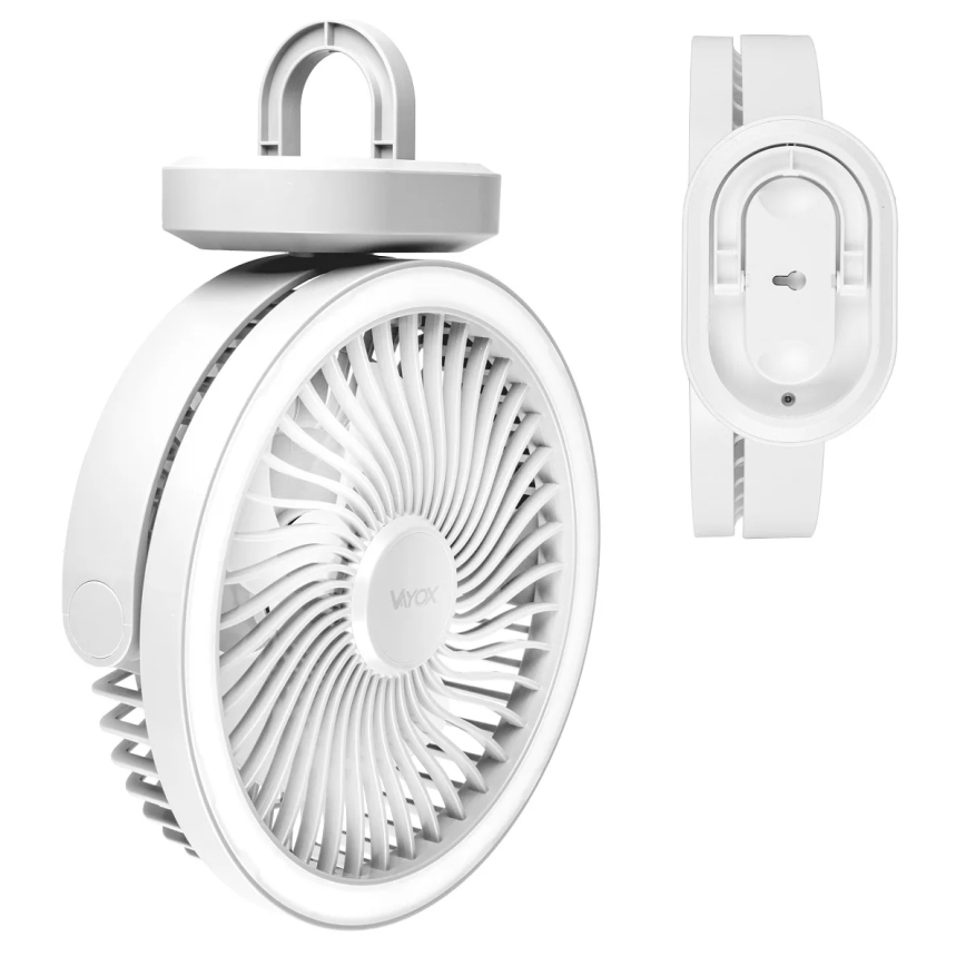 Ventilateur de table rechargeable avec éclairage LED/3W/5V USB 2400 mAh gris