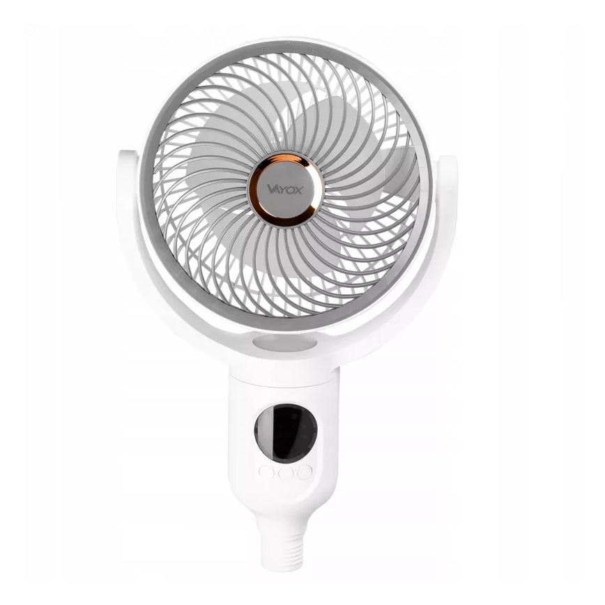 Ventilateur sur pied LED rechargeable avec éclairage LED/4,8W/5V USB 7200 mAh, blanc + télécommande