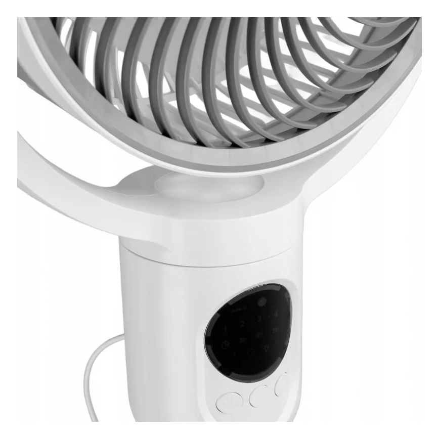 Ventilateur sur pied LED rechargeable avec éclairage LED/4,8W/5V USB 7200 mAh, blanc + télécommande