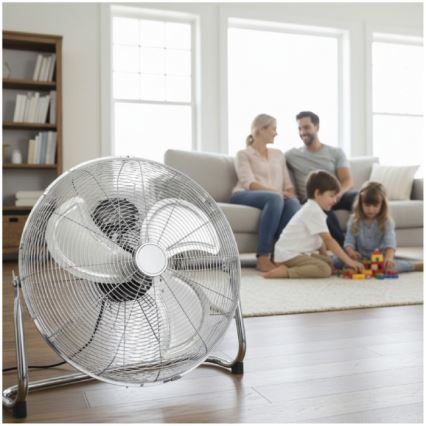 Ventilateur sur pied VIENTO 200W/230V chrome brillant