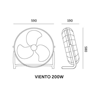Ventilateur sur pied VIENTO 200W/230V chrome brillant