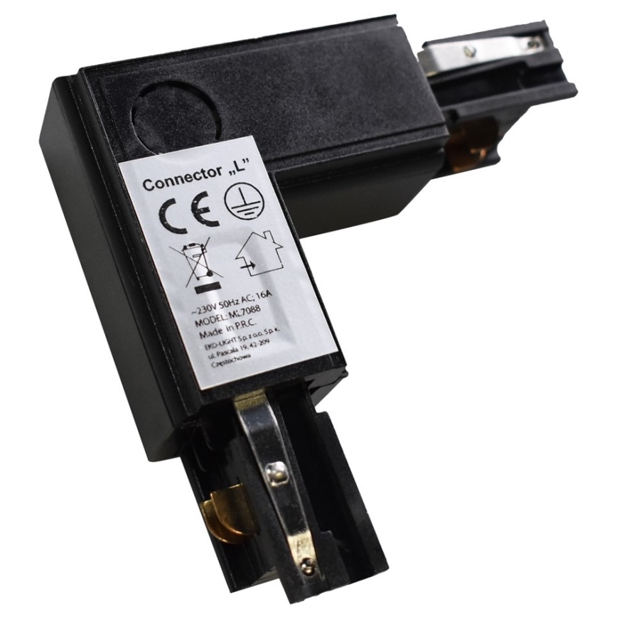 Verbinding voor Lampen in een 3-fase Rail Systeem TRACK zwart type L