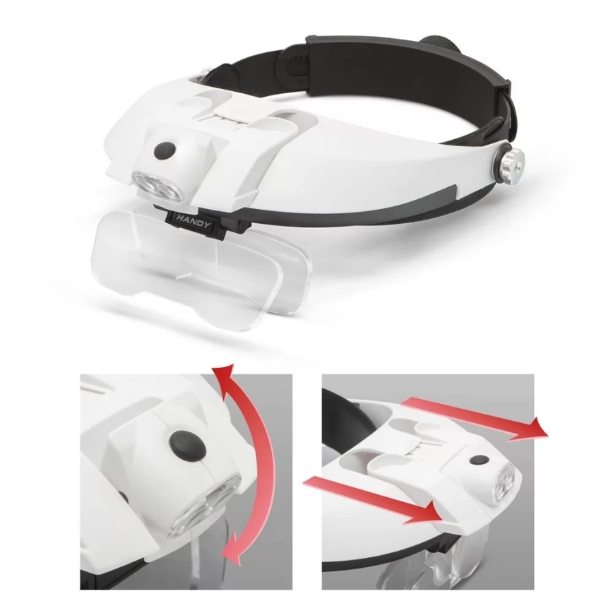 Vergrootglas voor het Voorhoofd met LED Verlichting 3xAAA + lenzen set
