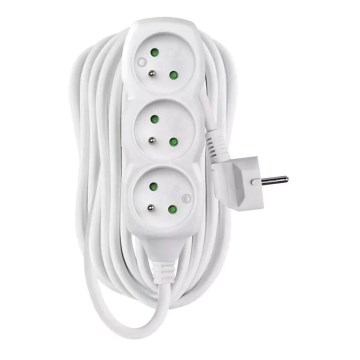 Verlengsnoer 3-voudig 10m wit