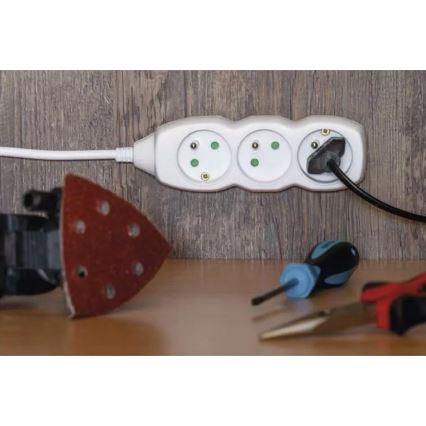 Verlengsnoer 4-voudig 10m wit